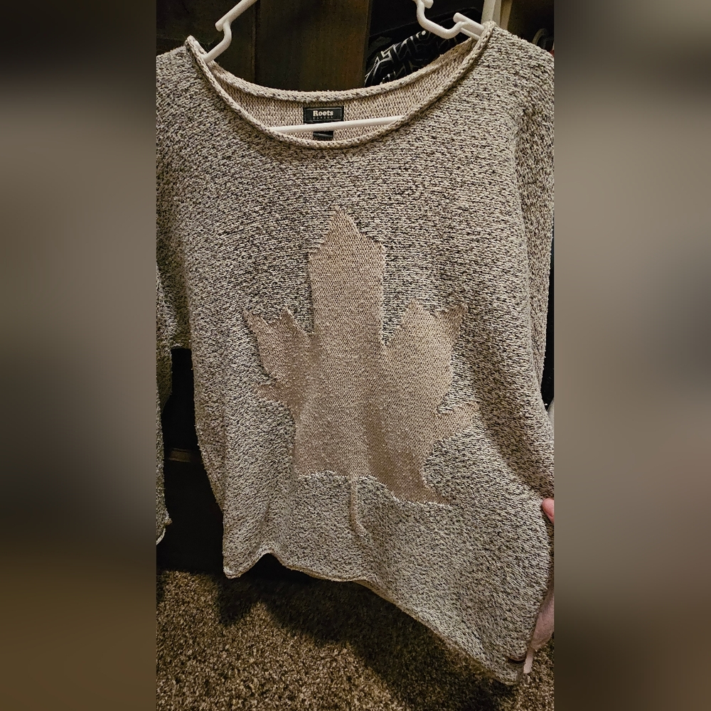 Roots Beige Maple Leaf Sweater